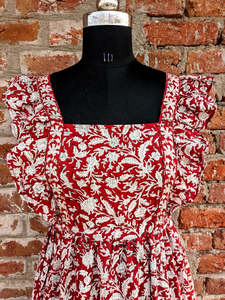 Robe maxi indienne faite à la main, robe à volants en coton imprimé à la main, tissée et respirante, robe maxi longue faite à la main pour femmes - Product Image 5