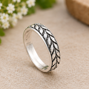 Bague feuille en argent, Bague feuille en argent sterling, Bague botanique, Bague inspirée de la nature, Bijoux bohèmes vintage - Product Image 2