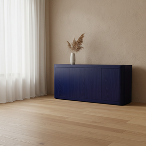 Aparador Moderno de 4 Puertas con Diseño Dinámico, MDF con Acabado en Roble Macizo, Multifuncional - Product Image 2