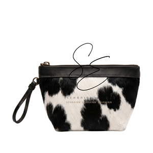 Genuine Cowhide Leather <b>Wristlet</b> Pouch for Women Handmade Hair On Leather Zip Clutch Bag Cosmetic Pouch Mini Clutch - Product Image 1
