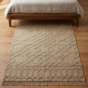 Elegant Modern Handwoven <b>Jute</b> <b>Rug</b> Beige Geometric Pattern Anti-Slip Thick Textured Area Carpet for Living Room Bedroom Entryway - Product Image 3