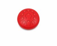 Red Steel Tongue Drum Handpan Percussion Instrument Single Layer Ethereal Music Drum for Meditation Yoga