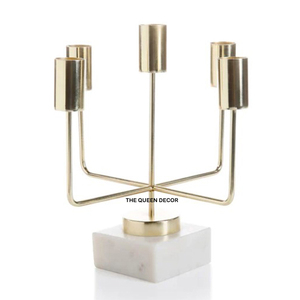 5 Arms Concrete Unique <b>Candle</b> Jar For <b>Dinner</b> Dining Table Use Stylish Design Aluminum Metal <b>Candle</b> Holder - Product Image 1