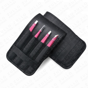 4PCS Stainless Steel Eyebrow Tweezers Set Slant Angled Tip PU <b>Leather</b> Pouch Custom Beauty Grooming <b>Tool</b> OEM - Product Image 3