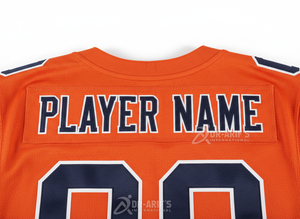 Ensemble de maillots de football américain personnalisés pour équipe, orange, col en V, manches courtes, sublimation, maille respirante, coupe athlétique, adultes - Product Image 5