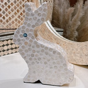 Juego de estatuas de conejo de nácar, las más vendidas, hechas a mano, mosaico, decoración de jardín, de Vietnam - Product Image 3