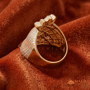 Anillo de hombre con diseño de bolsa de dinero y circonitas, anillo llamativo chapado en oro con símbolo de dólar, joyería hip hop con circonitas baguette - Product Image 3