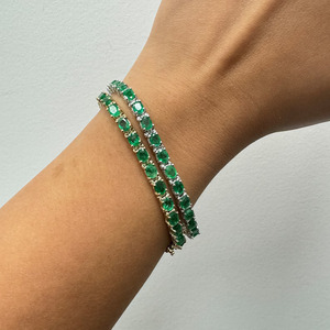 กำไลข้อมือเทนนิสทรงรีประดับพลอยแท้ชุบทอง 14K ดีไซน์อินฟินิตี้สวยงาม เหมาะสำหรับเป็นของขวัญในงานแต่งงานหรืองานเลี้ยง - Product Image 1