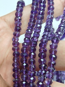 Brins de perles d'améthyste africaine avec coupe rondelle facettée de 4 mm à 6 mm, pierres précieuses violettes pour la création de bijoux pour hommes et femmes - Product Image 3