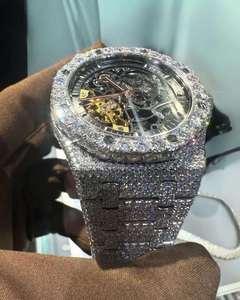 Montre à quartz squelette avec incrustation de diamants, cadran carré, montre-bracelet de luxe pour cadeau et mode - Product Image 2