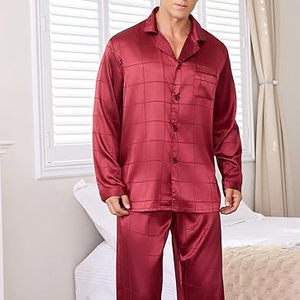 Long Sleeve Men Night Suit Button <b>Down</b> Collar Long Pants Set Drawstring Waist Soft Breathable Winter Pajamas Home - Product Image 5
