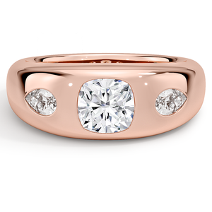 Anillo de tres piedras con diamante de corte cojín de 3 quilates en oro amarillo con piedras laterales en forma de pera, joyería clásica de compromiso para mujer, diseño personalizado. - Product Image 3