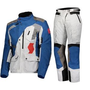 Blouson de moto pour homme à manches longues, coupe-vent, imperméable, respirant, color-block noir, rouge, gris, en cuir, été, toutes saisons - Product Image 4