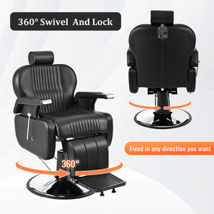 Sillón de Barbero Hidráulico Reclinable de Alta Resistencia y Uso General con Giro de 360 Grados, Silla de Estilismo de Belleza para Salón con Función Reclinable - Product Image 4