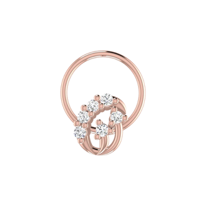 AJRETAIL – Pince-nez ethnique pour femme en or 14 carats, motif feuille florale, diamant naturel taille brillant rond 0,07 ct, pour mariage et fiançailles - Product Image 2