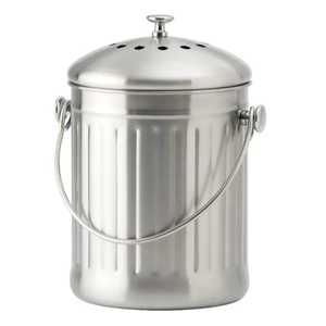 Galvanized Steel Trash Can with Lid Ribbed Metal Waste <b>Bin</b> Vintage Style Farmhouse Storage Pail Kitchen Garbage Dustbin Pot - Product Image 3