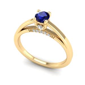 Anillo de Compromiso REYES de Lujo en Oro Sólido de 14K con Diamante Certificado IGI, Corte Redondo, 0.25 Quilates, Gema de Zafiro Azul, Joyería Fina - Product Image 6