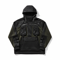 Veste tactique surdimensionnée coupe-vent streetwear couleur unie polyester nylon vêtements d'extérieur d'hiver pour homme à capuche