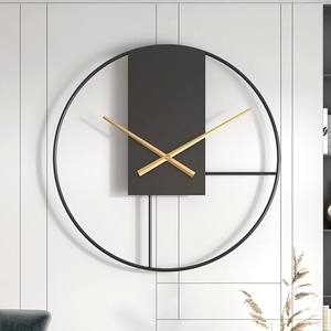 Minimal Black and <b>Gold</b> Circular Wall <b>Clock</b> with Geometric Panel Design for Modern Office Living Room and Clean Interior - Product Image 1