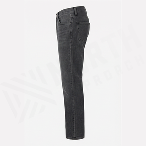 Jean en denim coupe droite délavé foncé pour homme, taille haute, coupe slim, en coton, style décontracté, pantalon d'automne - Product Image 3