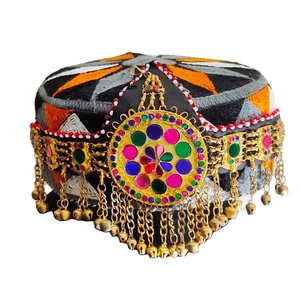 <b>Top</b> Trending Mirror Work Pakistan Made Afghani Style Women Caps Low MOQ Breathable Afghan Style Cap Hats for Girls - Product Image 6