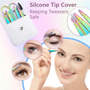 Ensemble de pinces à sourcils tendance, pointe fine, ciseaux en acier inoxydable, kit de brosses, accessoire de maquillage durable - Product Image 3
