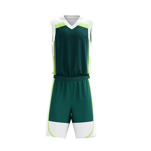 Conjunto de Uniforme de Baloncesto Verde Personalizado, Sin Mangas, Cuello en V, Absorbente de Humedad, Sublimado, Unisex, para Equipos Deportivos de Adultos - Product Image 3