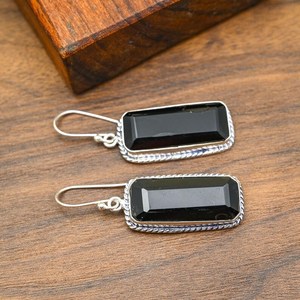 Pendientes de espinela negra hechos a mano en plata de ley 925, joyería de piedras preciosas naturales, regalo de cumpleaños para ella - Product Image 5