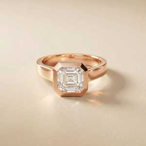 Anillo de Compromiso Clásico con Diamante de Corte Asscher de 1.00CT para Hombre, Cultivado en Laboratorio, Oro Sólido de 14K, Joyería Fina para Boda, Regalo para Amigos - Product Image 3