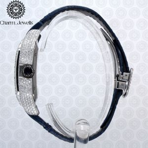 Charm Jewells Montre de luxe pour femme en acier inoxydable, boîtier rectangulaire, mouvement à quartz analogique, bracelet en cuir 18 mm 25,5 cm - Product Image 2
