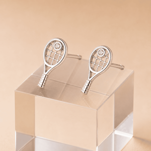 Pendientes Minimalistas de Plata de Ley 925 con Forma Creativa de Raqueta de Tenis, Joyería Deportiva Única para Mujer - Product Image 4