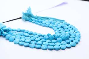 Turquoise Coin Shape Faceted Beads 8-8.5 MM Indian Turquoise <b>Gemstone</b> Beads 8 Inch Faceted Howlite Turquoise Coin Beads Jewelry - Product Image 2