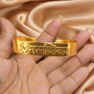 Om Namah Shivaya Engraved Bangles Silver <b>Gold</b> Plated Open Cuff Spiritual Hindu Mantra <b>Adjustable</b> Bangle Jewelry - Product Image 4