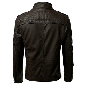 Veste bomber en cuir pour homme, style streetwear, nouvelle mode haut de gamme, prix de gros, hiver, à carreaux, fermeture éclair, coupe-vent - Product Image 3