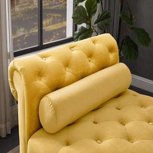 "Sofa <b>Bench</b> with Solid <b>Wood</b> Legs & Velvet Cushions Rectangular Shape & Cylindrical Pillows" - Product Image 4
