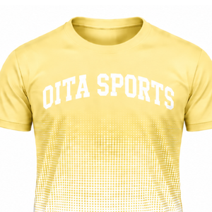 Light Yellow and <b>White</b> Gradient Sublimation T <b>Shirt</b> <b>Men</b> <b>Short</b> <b>Sleeve</b> Crew Neck Custom Printed Sports Training Performance - Product Image 3