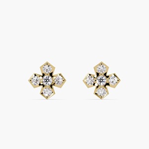 Pendientes de Diamante Cultivado en Laboratorio de 0.15ct, Corte Redondo, Oro Amarillo de 14K, Certificado IGI, Regalo de Boda Minimalista para Mujer - Product Image 1