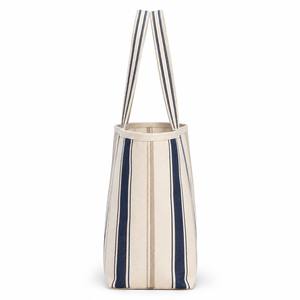 Fashion Striped Canvas Cotton Shoulder Bag <b>Large</b> Tote <b>Handbag</b> with Drawstring Closure for Shopping Outdoor & Daily Life - Product Image 4