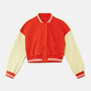 Chaquetas Cortas Varsity para Mujer con Lana, Personalizables, Diseño Sólido, Servicio OEM de Invierno, Chaqueta Varsity Corta sin Estampado para Mujer - Product Image 1