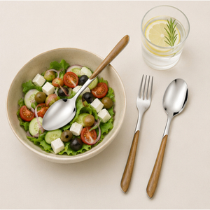 Ensemble de couverts exclusifs en acier inoxydable avec manche en bois naturel, couverts écologiques pour restaurants et hôtels, prix bas - Product Image 4