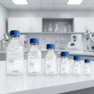 Botellas de Laboratorio Graduadas de Borosilicato de Alta Calidad MAYALAB con Tapa Azul 1000ml/500ml/250ml/100ml/50ml/80ml para Consumibles de Química de Laboratorio - Product Image 2