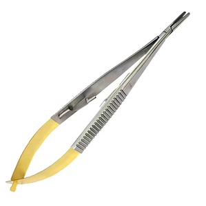 Porte-aiguille manuel Castroviejo incurvé avec serrure TC Gold en acier instruments chirurgicaux en acier inoxydable - Product Image 5