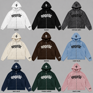 Luxury 550GSM Heavyweight Oversized Zip Up Hoodie 100% Cotton Fleece Custom Puff Print Private Label OEM ODM <b>Streetwear</b> - Product Image 5