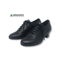 Zapatos de Baile Latino para Mujer OEM, de Cuero Perforado de Grano Completo, Transpirables, con Cordones, Tacón Bajo, para Salón de Baile, con Logotipo Personalizado