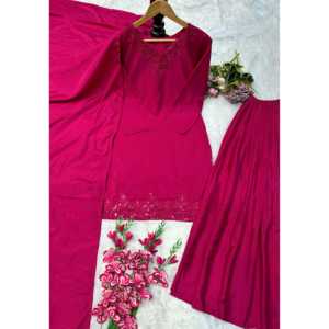 Hermoso Conjunto Tradicional Chino de Top, Pantalón y Dupatta con Bordado para Fiestas - Product Image 5