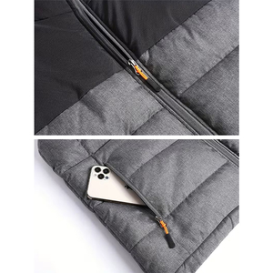 Chaleco de plumón para exteriores, color azul marino, gris y negro, con cremallera, de nailon y poliéster, cortavientos de invierno, ligero, con bolsillo con cremallera. - Product Image 5