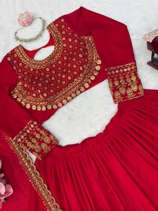 Lehenga Choli de Seda para Mujer con Dupatta Bordada, Traje Tradicional Indio, Atuendo Étnico para Todas las Temporadas - Product Image 5