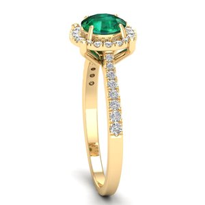 Anillos de compromiso con halo de diamantes certificados por IGI de oro sólido de 14K a precio mayorista REYES para mujer, joyería fina de lujo con esmeralda. - Product Image 3