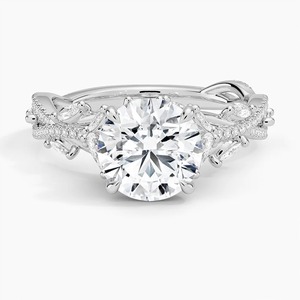 Round Brilliant Cut Diamond <b>Engagement</b> <b>Ring</b> in White Gold Rhodium Plated Prong Setting Classic Style for Women - Product Image 1