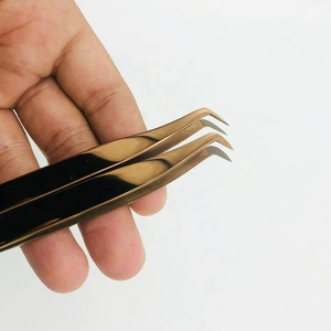 Juego de Pinzas para Extensión de Pestañas, Redondas, Profesionales, Color Oro Rosa, Material de Acero Inoxidable con Punta de Fibra, Personalizadas - Product Image 5